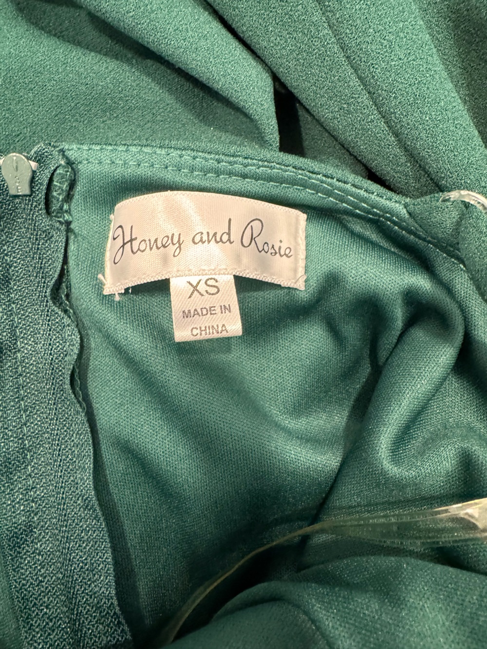 Honey and Rosie Dark Green V-Neck A-Line Dress. Size XS - Picture 6 of 7